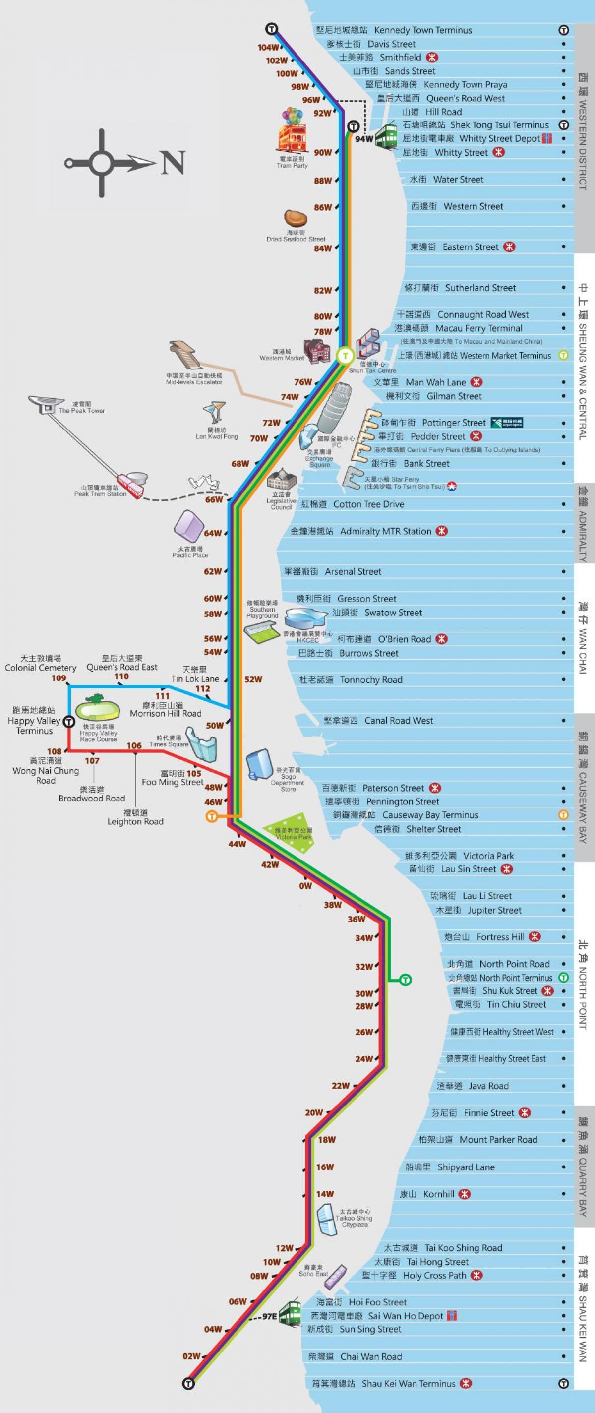 Hong Kong ding ding električky mapu