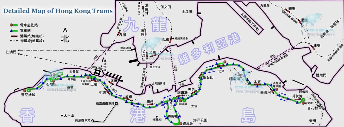 električka Hong Kong mapu