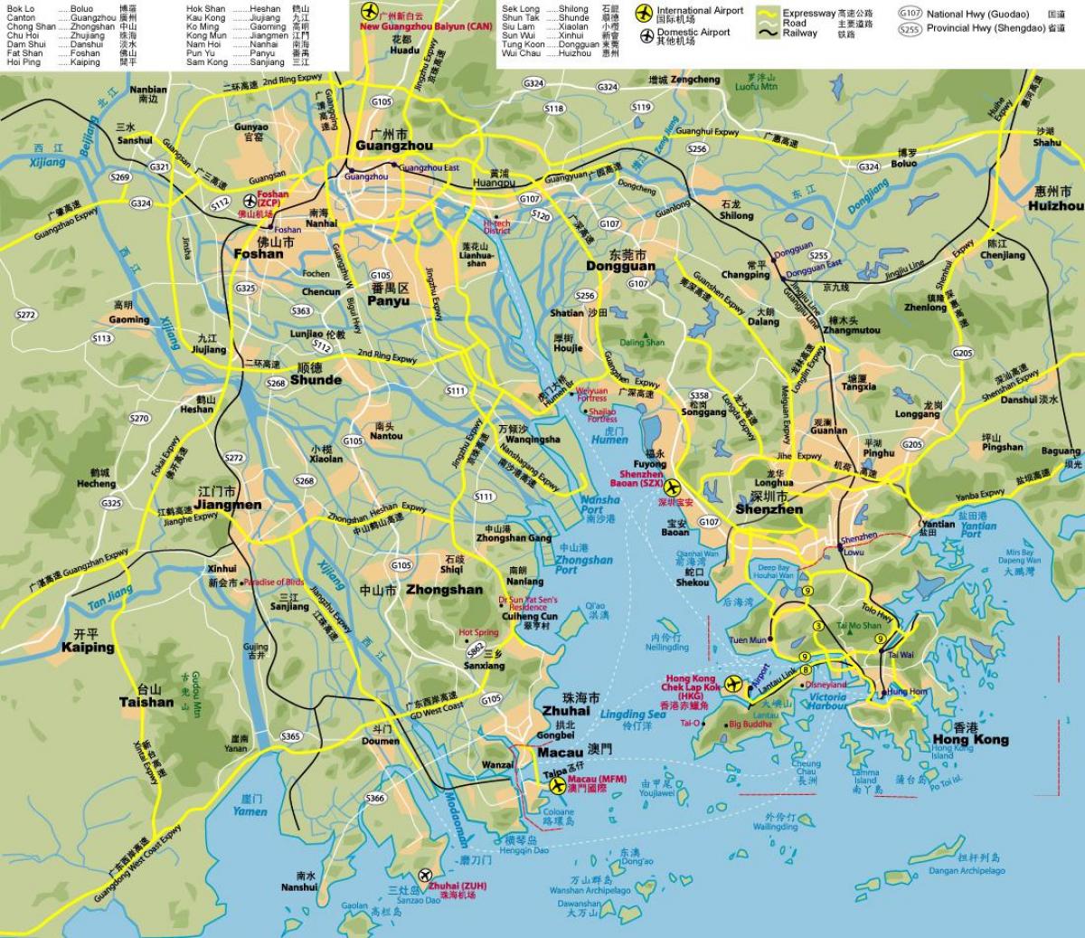 cestnú mapu Hong Kong