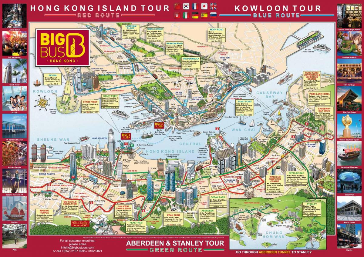 hop on hop off autobus Hong Kong mapu