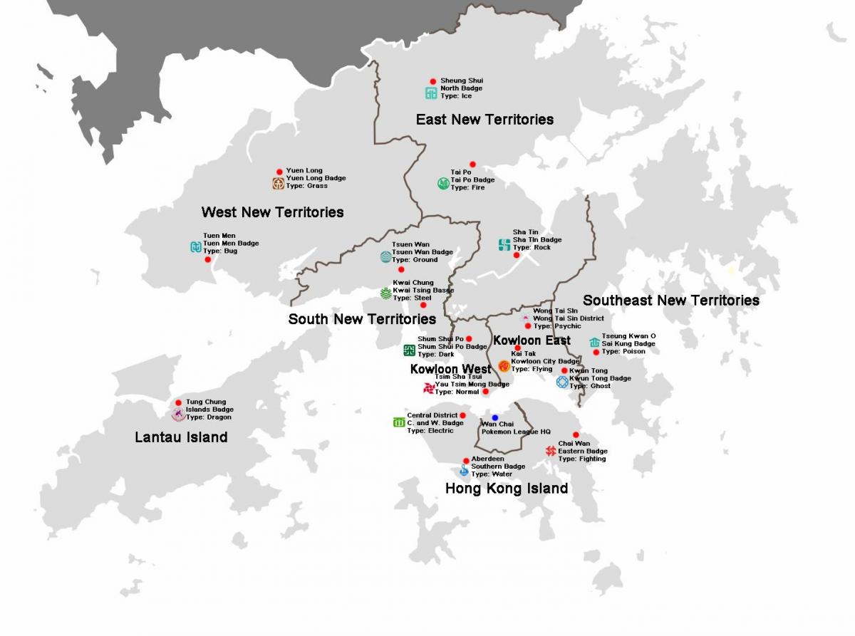 mapu Hong Kong okresov