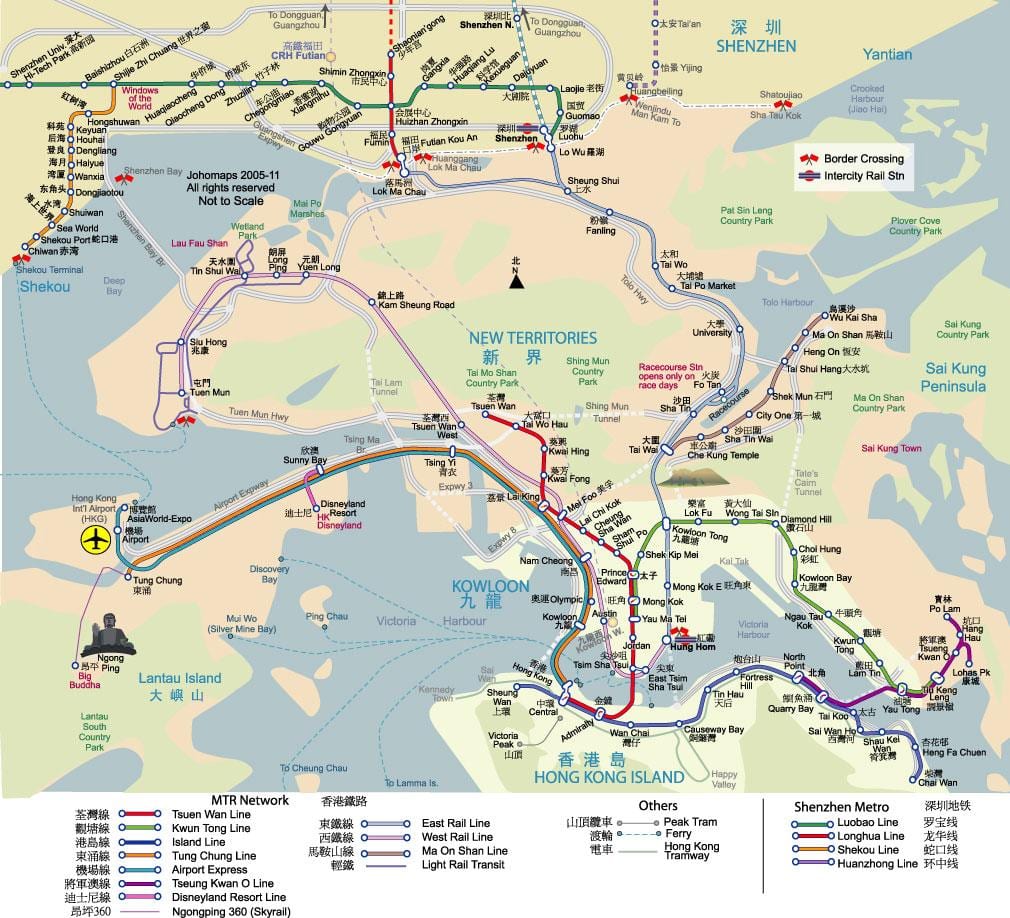 Hong Kong pešia prehliadka mapu