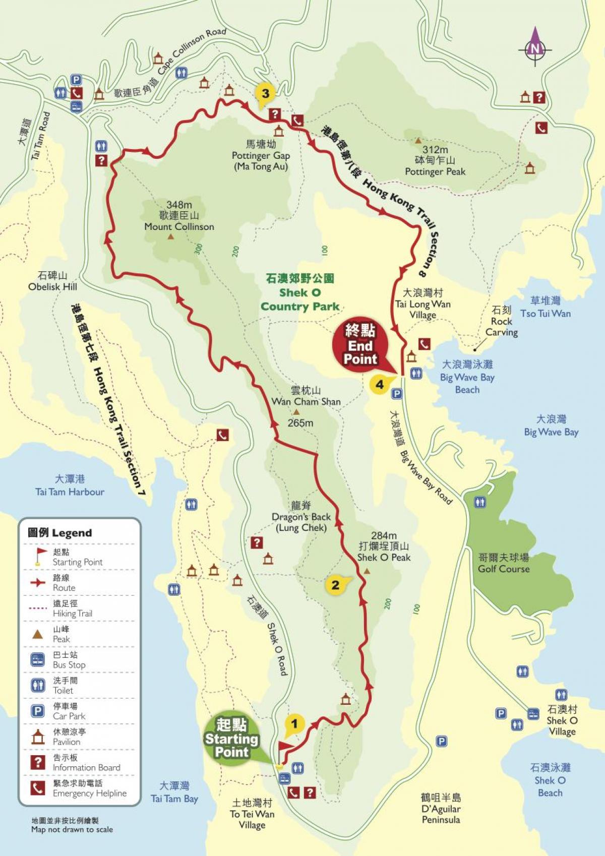 turistická mapa Hong Kong