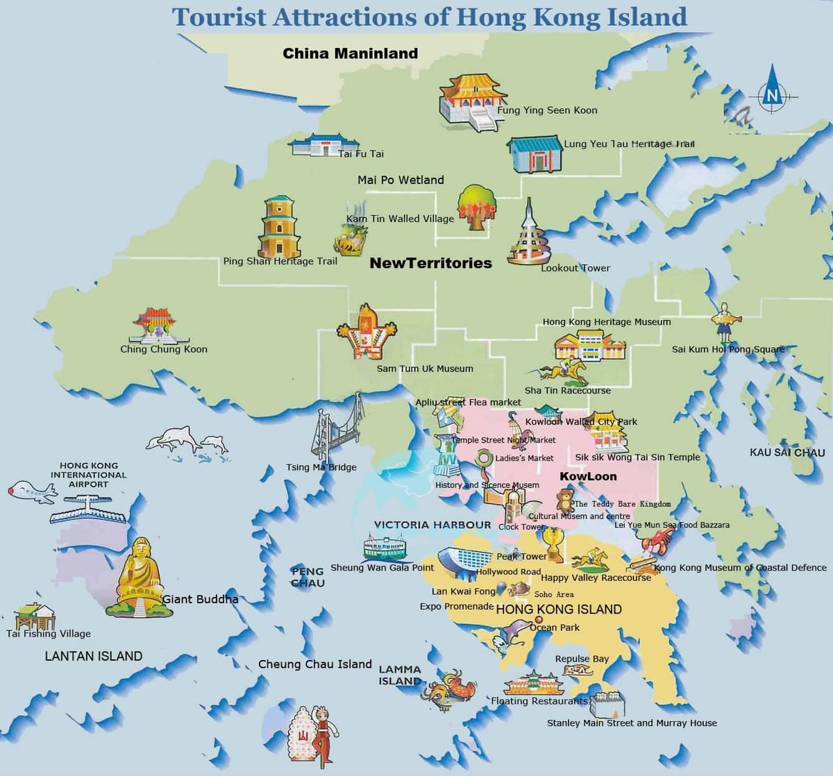 Hong Kong mapa pre turistov