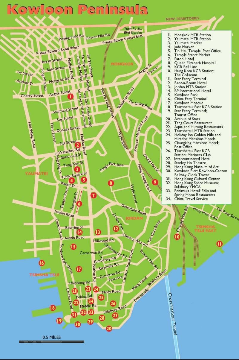 Kowloon atrakcie mapu