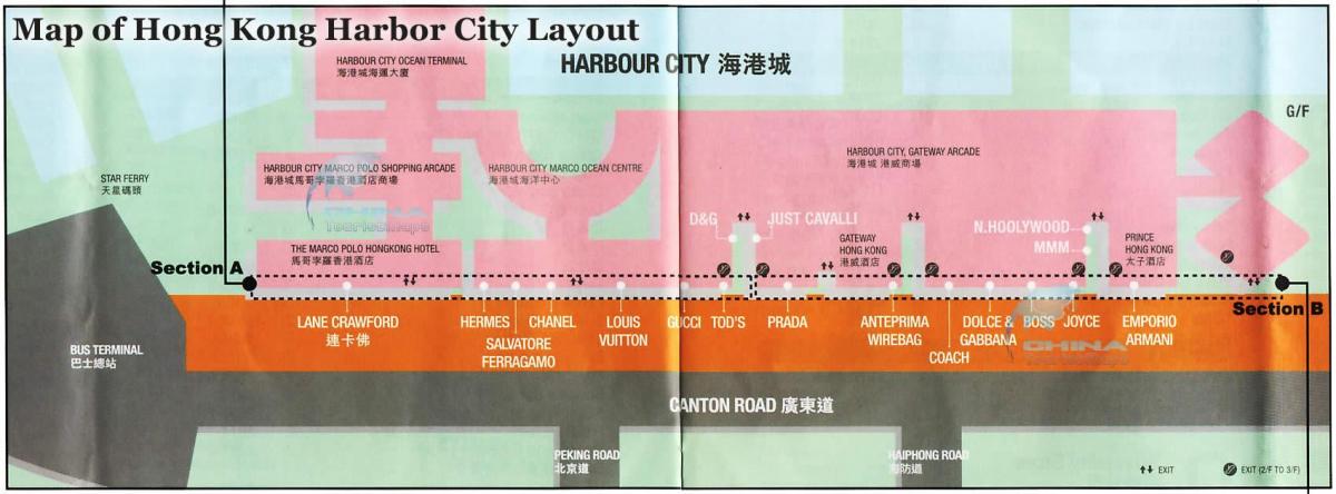 mapa prístav mesta Hong Kong