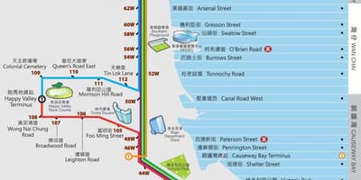 Hong Kong ding ding električky mapu
