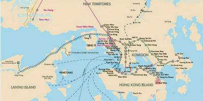 Hong Kong trajekt trasy mapu