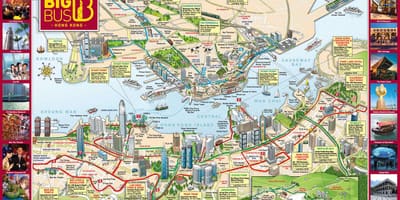 Hong Kong veľké bus tour mapu